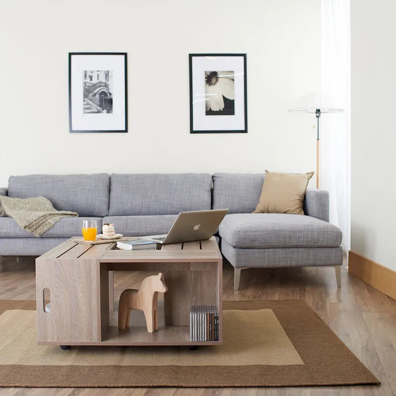 32-Inch Multi-Storage Mobile Coffee Table