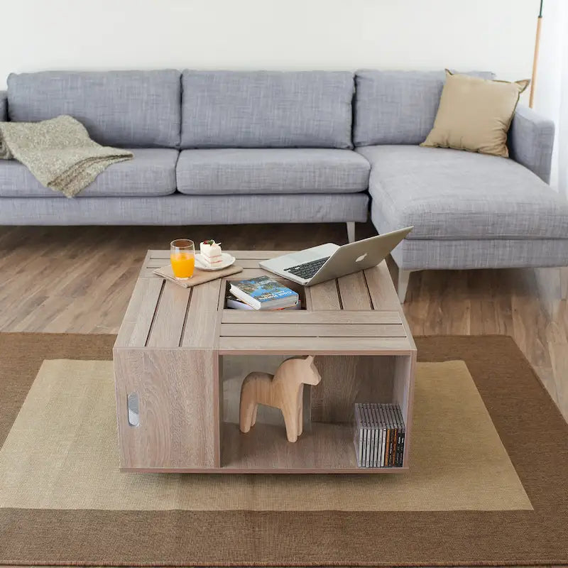 Mobiler Couchtisch mit vielseitigem Stauraum, 32 Inch