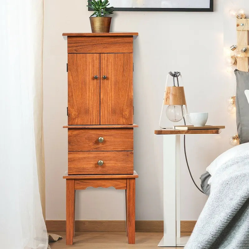 Vintage Jewelry Cabinet with Mirror and Drawers