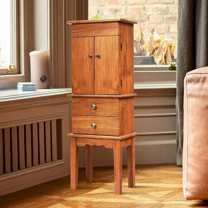 Vintage Jewelry Cabinet with Mirror and Drawers