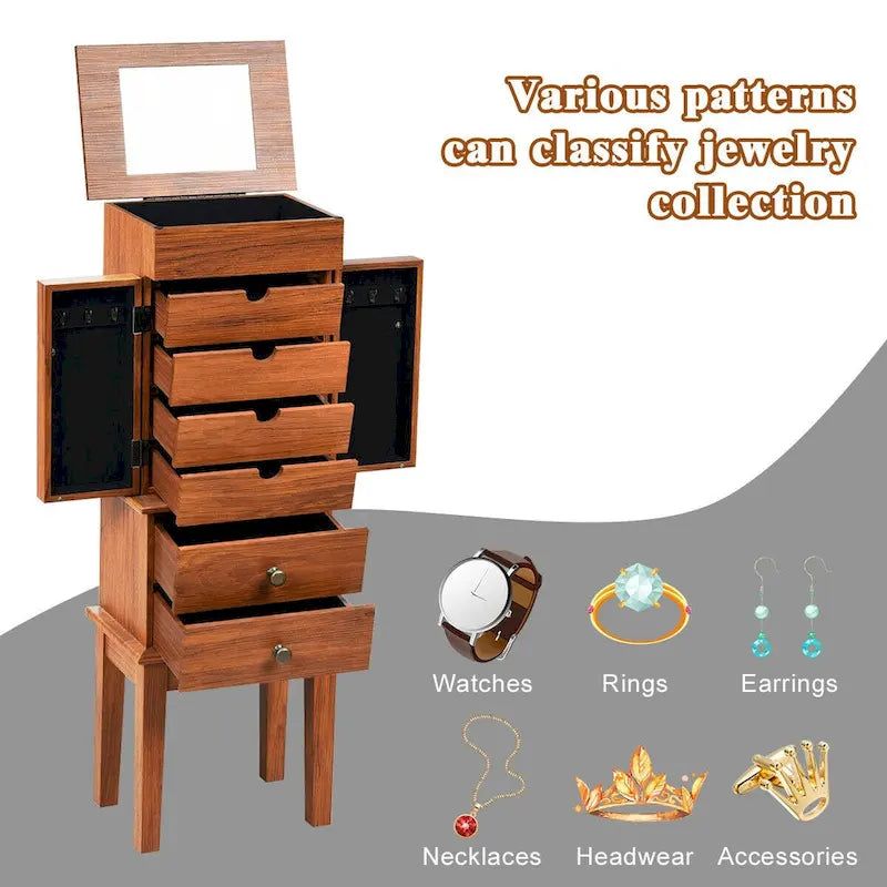 Vintage Jewelry Cabinet with Mirror and Drawers