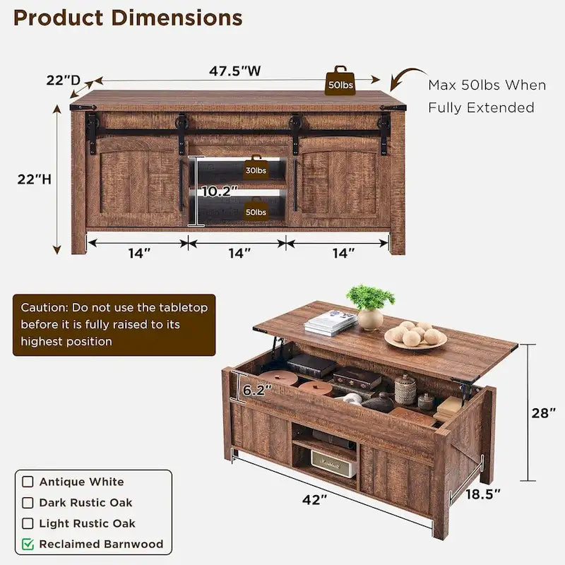 Lift Top Coffee Table with Storage