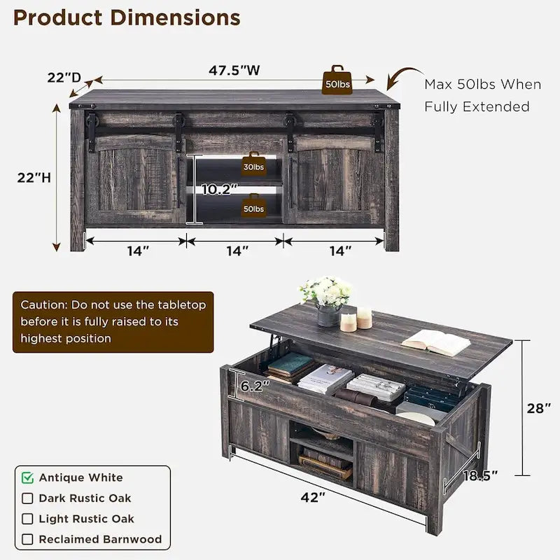 Lift Top Coffee Table with Storage