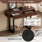Solid Wood Entryway Console Table with Fluted Design and 2 Drawers