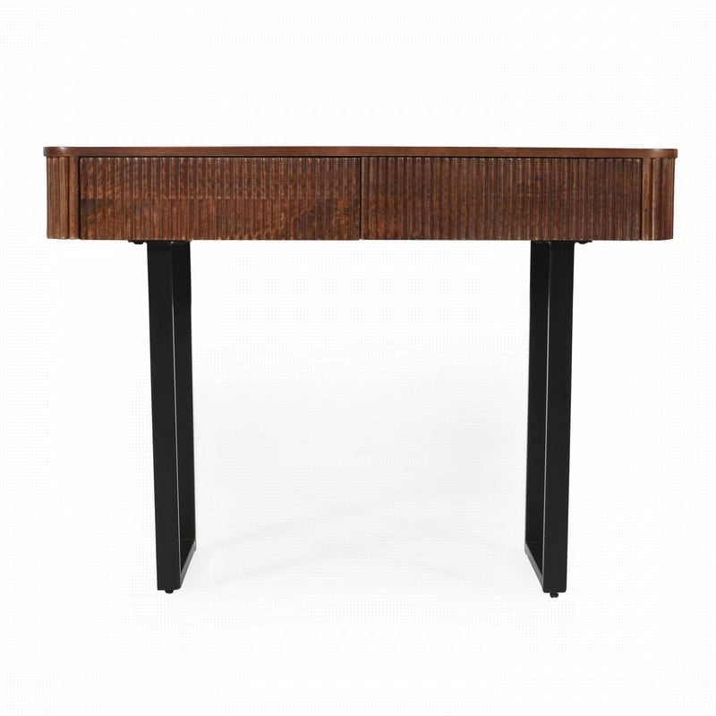 Solid Wood Entryway Console Table with Fluted Design and 2 Drawers