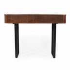 Solid Wood Entryway Console Table with Fluted Design and 2 Drawers
