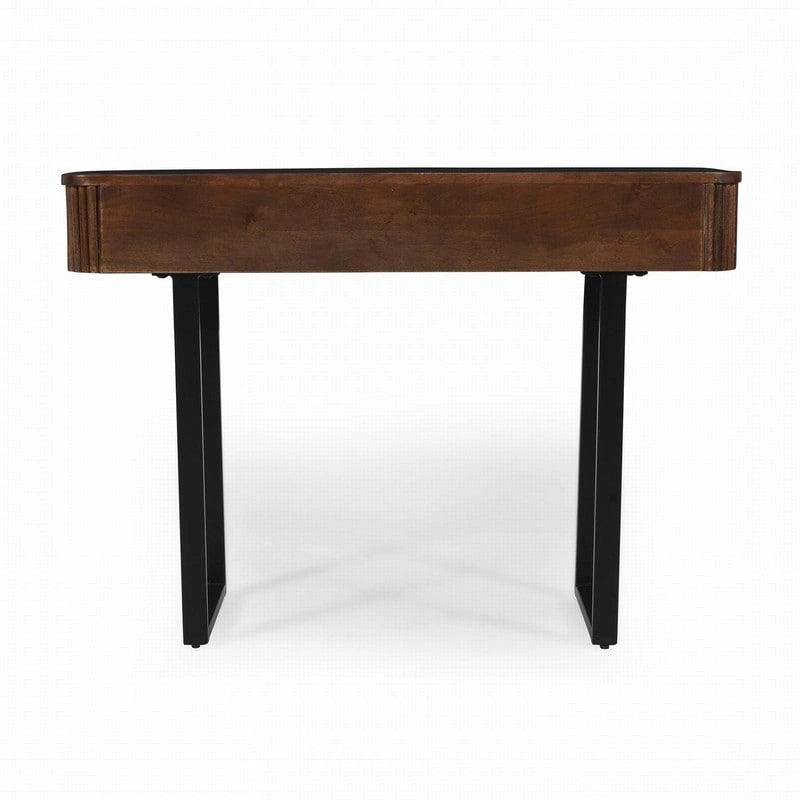 Solid Wood Entryway Console Table with Fluted Design and 2 Drawers