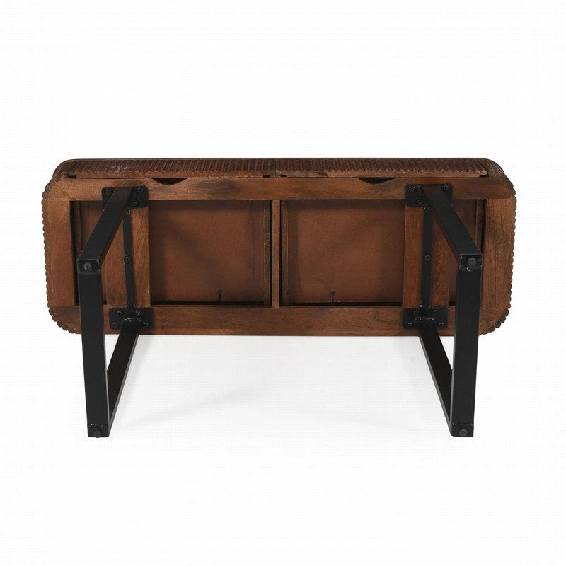 Solid Wood Entryway Console Table with Fluted Design and 2 Drawers
