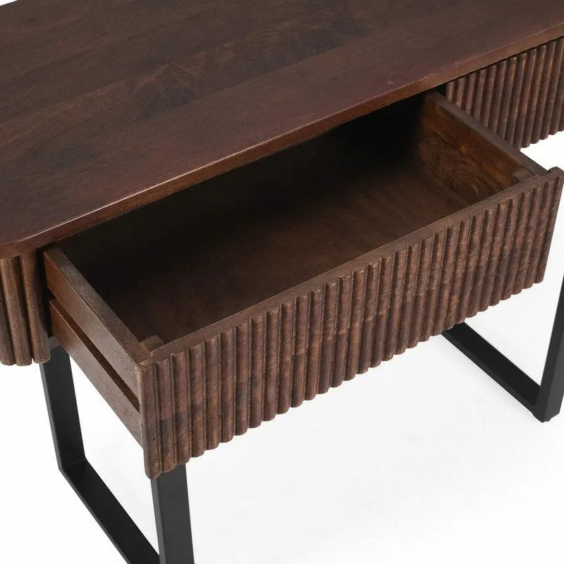 Solid Wood Entryway Console Table with Fluted Design and 2 Drawers