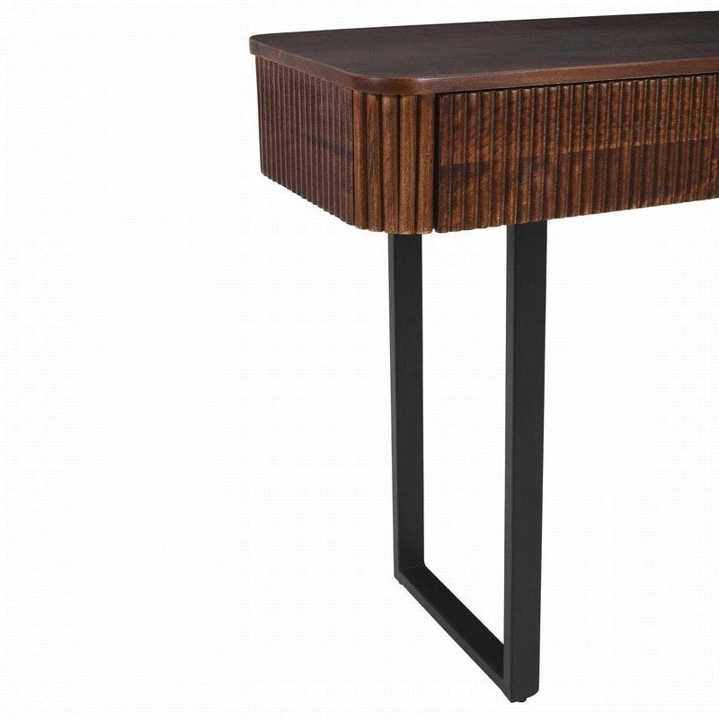 Solid Wood Entryway Console Table with Fluted Design and 2 Drawers