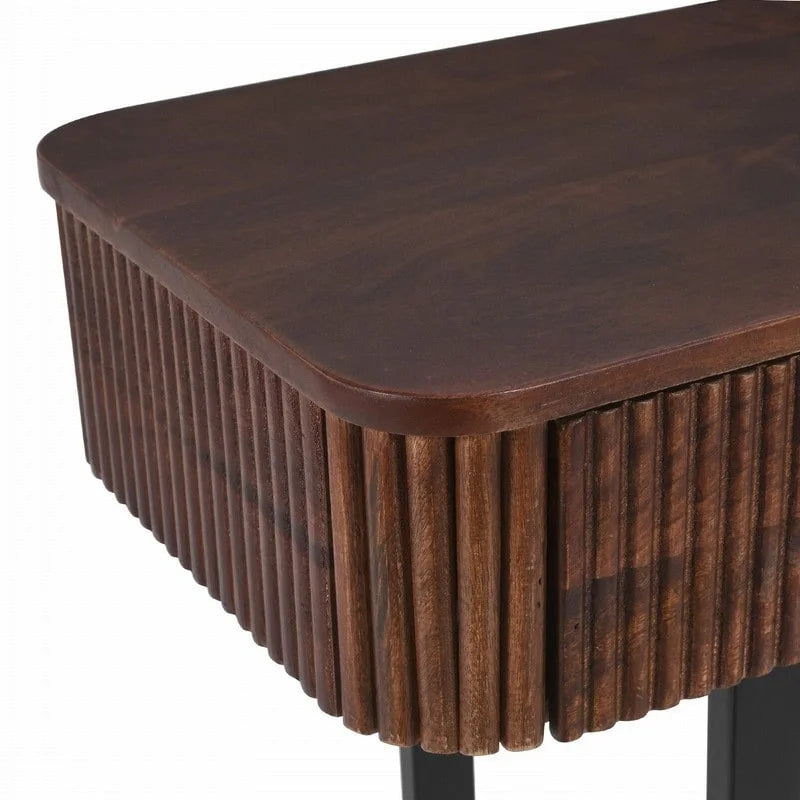 Solid Wood Entryway Console Table with Fluted Design and 2 Drawers
