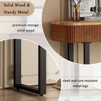 Solid Wood Entryway Console Table with Fluted Design and 2 Drawers
