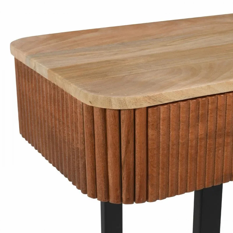 Solid Wood Entryway Console Table with Fluted Design and 2 Drawers