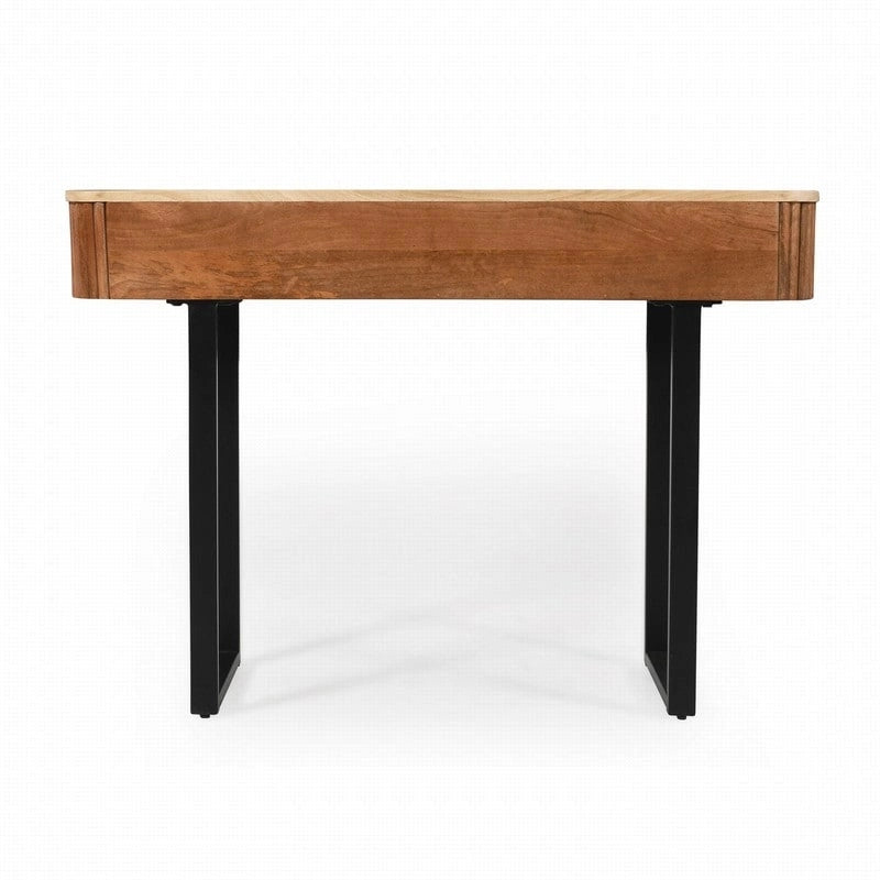 Solid Wood Entryway Console Table with Fluted Design and 2 Drawers