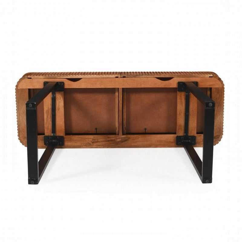 Solid Wood Entryway Console Table with Fluted Design and 2 Drawers