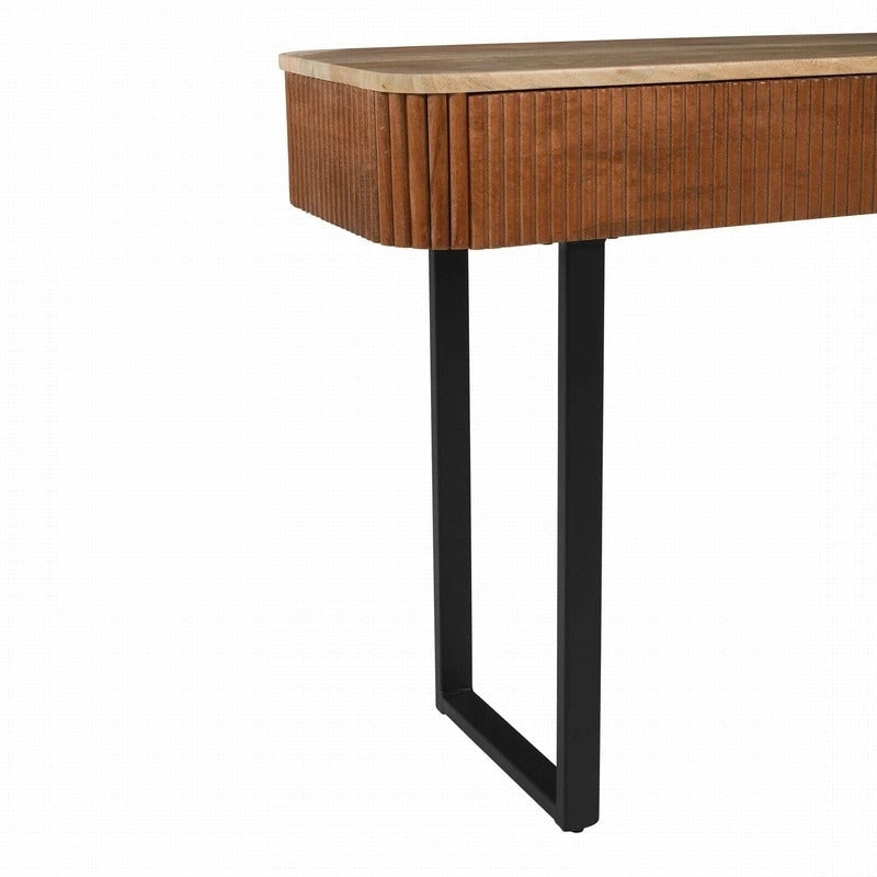 Solid Wood Entryway Console Table with Fluted Design and 2 Drawers
