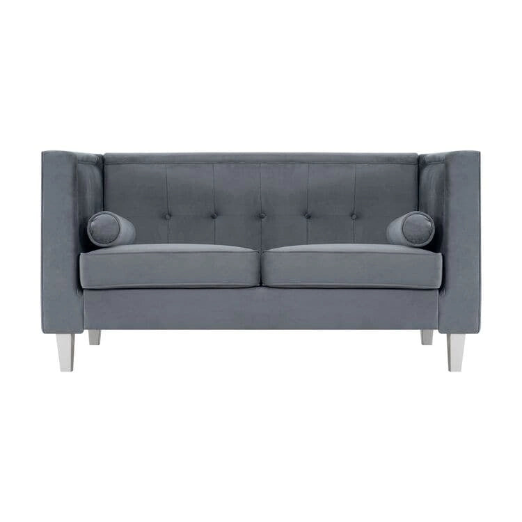 Mid Century Modern Loveseat - Tufted Cushion Chair with Solid Wooden Legs
