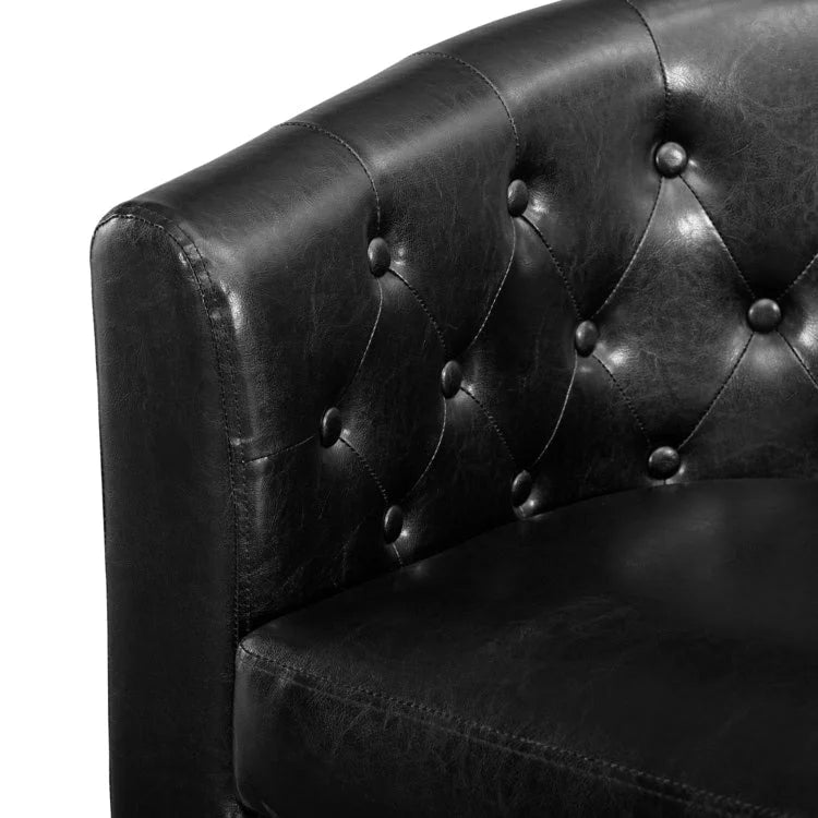 Dvousedačka v moderním stylu poloviny století - prošívaný sedák a nohy z masivního dřeva