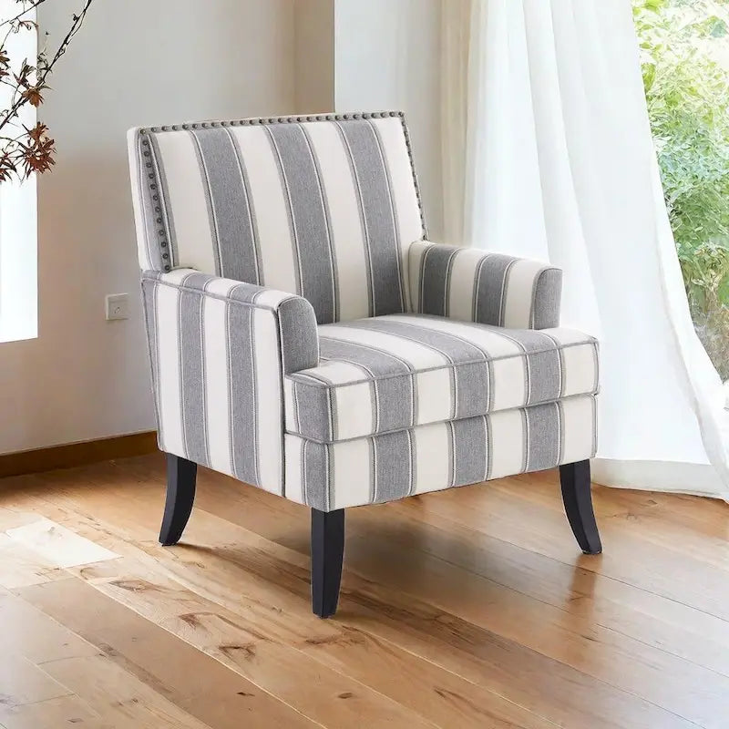 Upholstered Accent Armchair with Nailhead Trim and Wood Legs