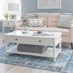 Jowin White Wood 2 Drawer Coffee Table