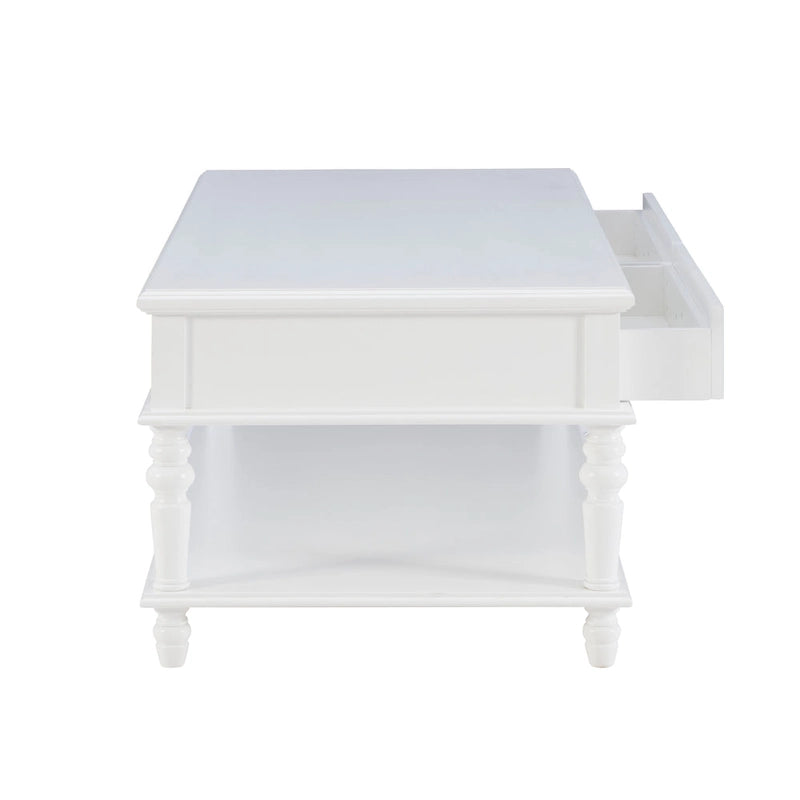 White Wood 2-Drawer Coffee Table