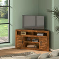 52-Inch Corner TV Stand Console for TVs up to 55 Inches, Whiskey Finish