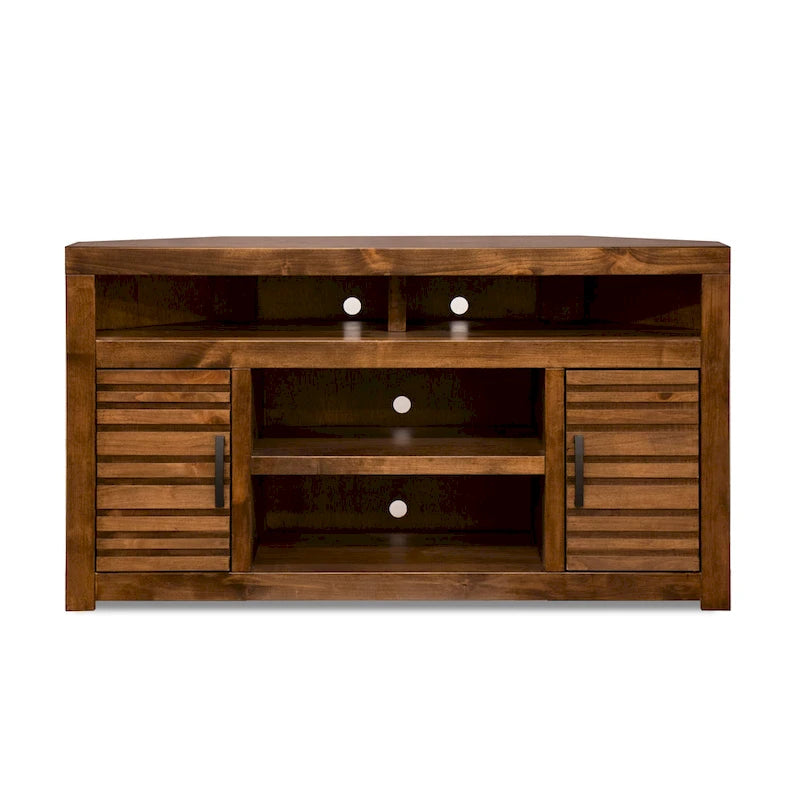 52-Inch Corner TV Stand Console for TVs up to 55 Inches, Whiskey Finish