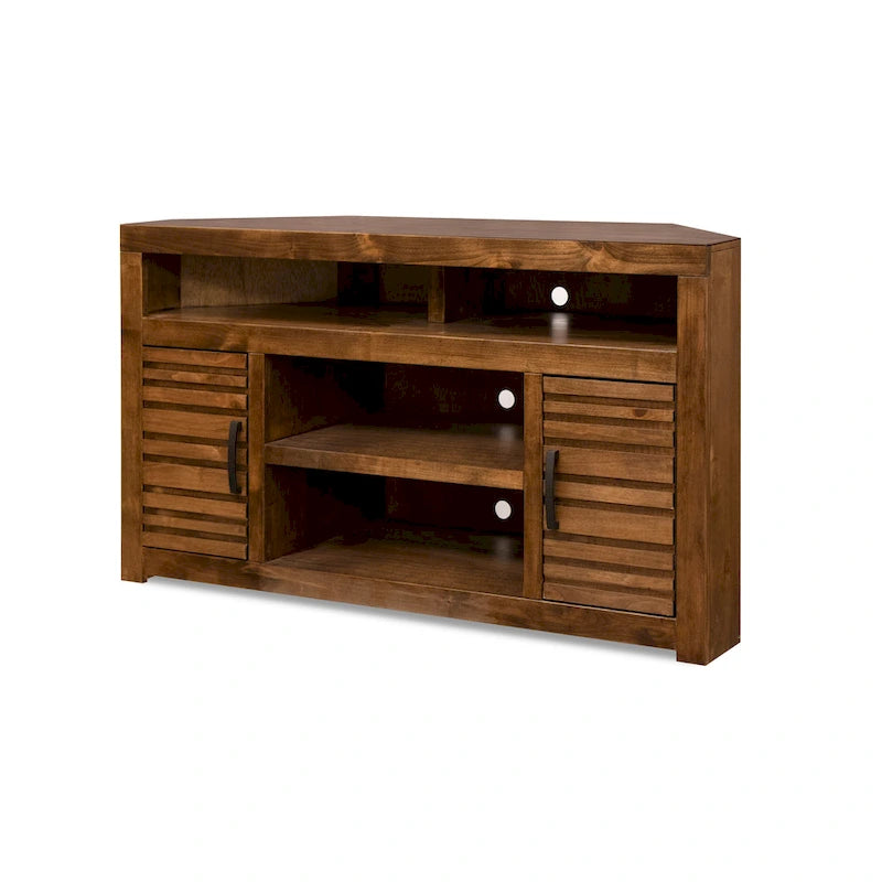 52-Inch Corner TV Stand Console for TVs up to 55 Inches, Whiskey Finish