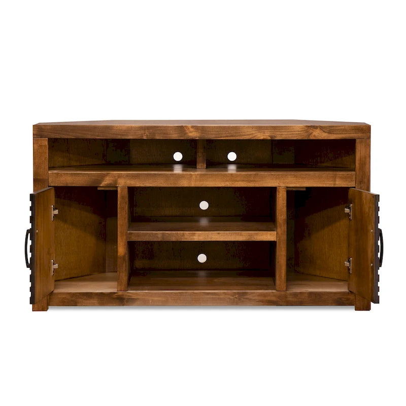 52-Inch Corner TV Stand Console for TVs up to 55 Inches, Whiskey Finish