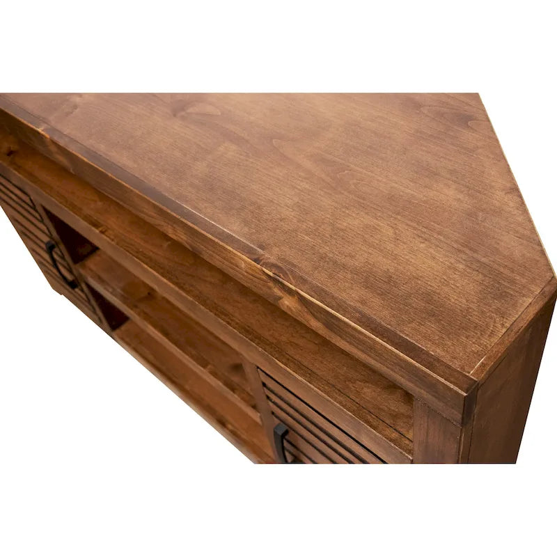 52-Inch Corner TV Stand Console for TVs up to 55 Inches, Whiskey Finish