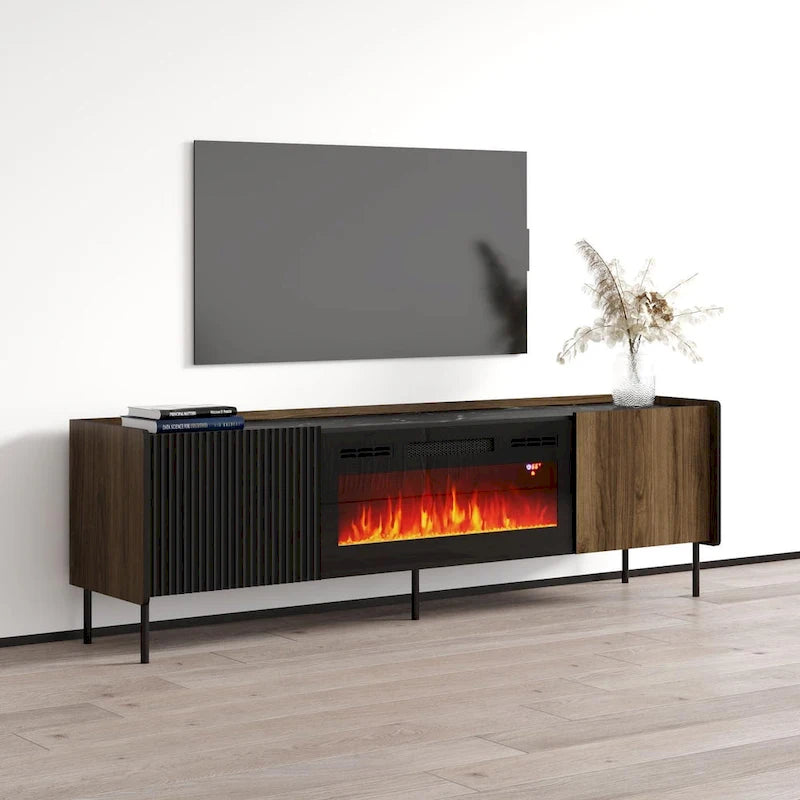 Electric Fireplace TV Stand with Storage, Fits up to 80" TVs