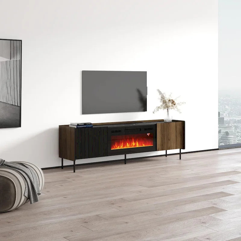 Electric Fireplace TV Stand with Storage, Fits up to 80" TVs