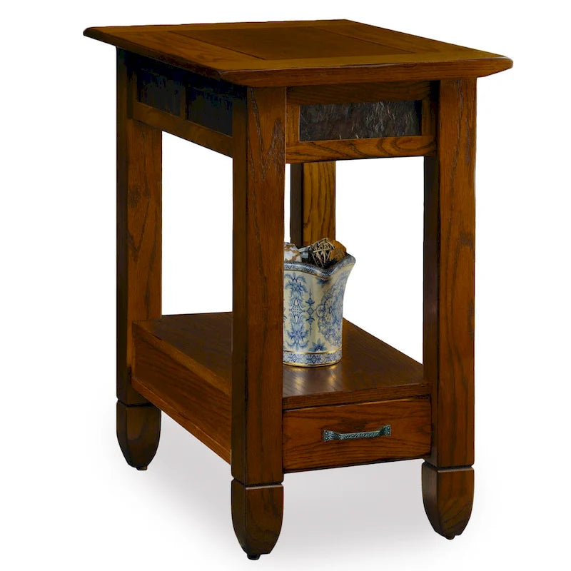 Slatestone One Drawer Side Table with Slate Tile