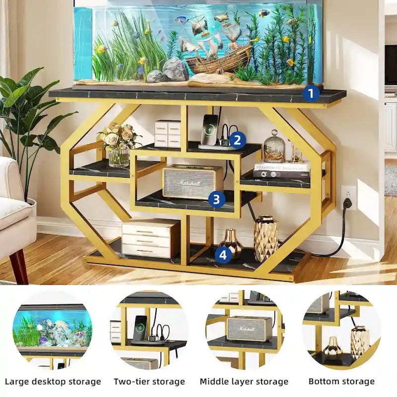 55-75 Gallon Aquarium Stand with Power Outlet and Storage