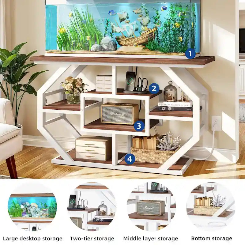 55-75 Gallon Aquarium Stand with Power Outlet and Storage