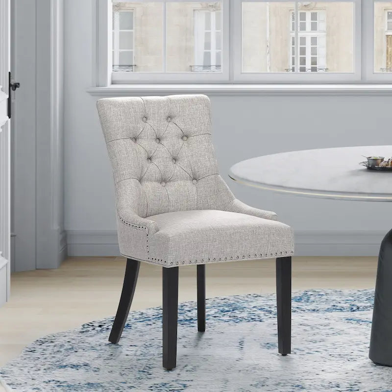 Tufted Upholstered Linen Fabric Dining Chair