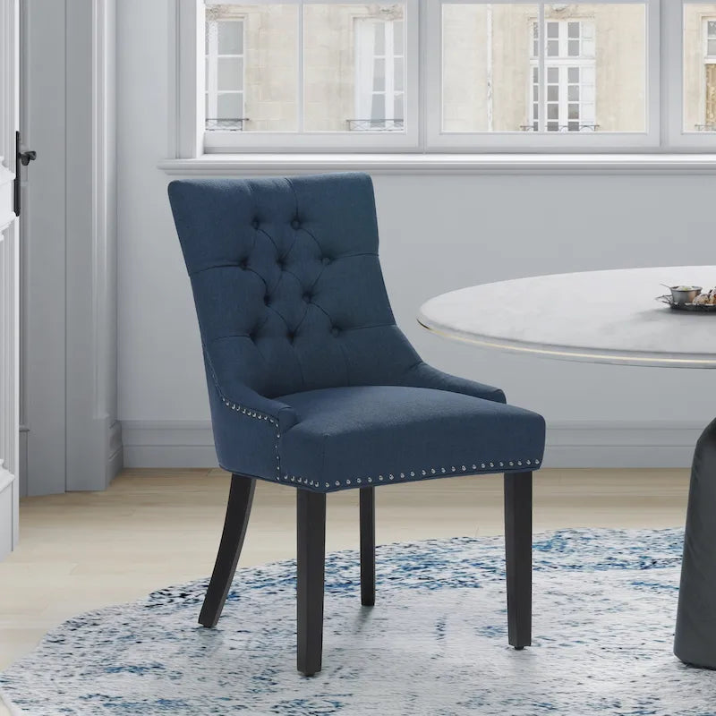 Tufted Upholstered Linen Fabric Dining Chair
