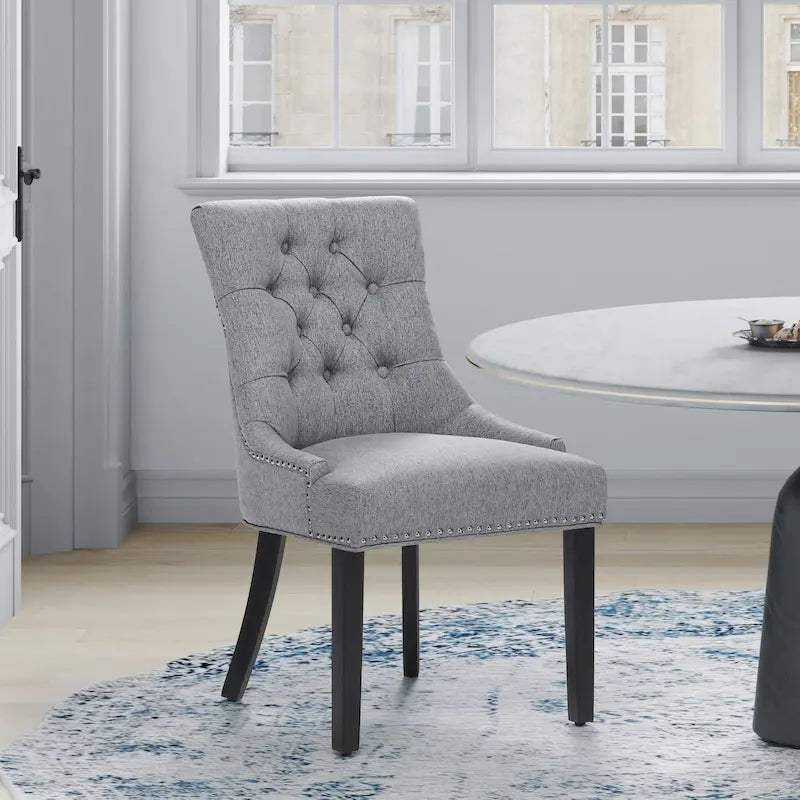 Tufted Upholstered Linen Fabric Dining Chair