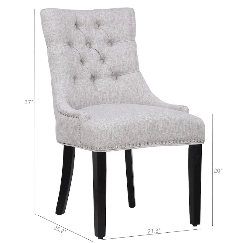 Tufted Upholstered Linen Fabric Dining Chair