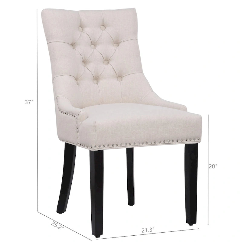Tufted Upholstered Linen Fabric Dining Chair