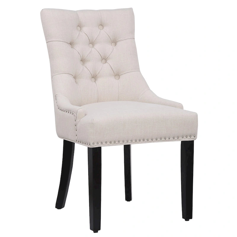 Tufted Upholstered Linen Fabric Dining Chair