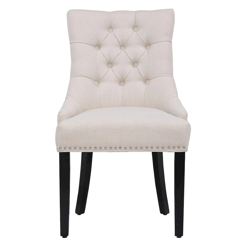 Tufted Upholstered Linen Fabric Dining Chair