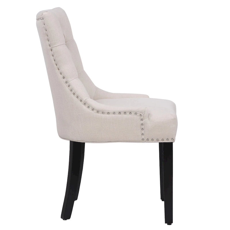Tufted Upholstered Linen Fabric Dining Chair