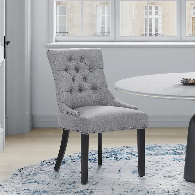 Tufted Upholstered Linen Fabric Dining Chair