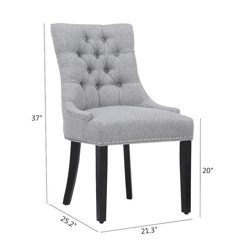 Tufted Upholstered Linen Fabric Dining Chair