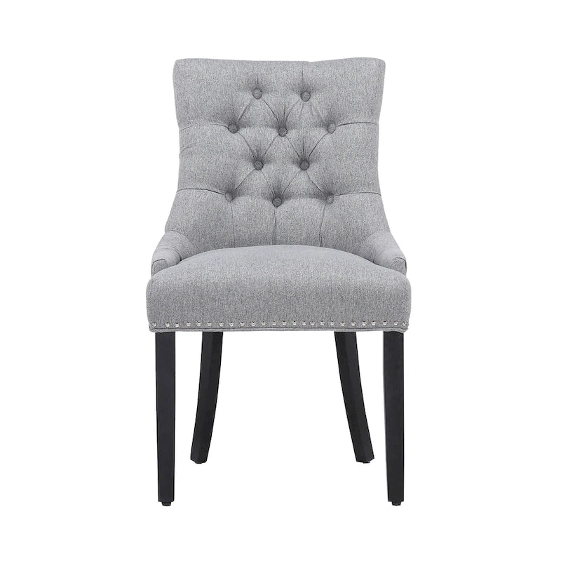 Tufted Upholstered Linen Fabric Dining Chair