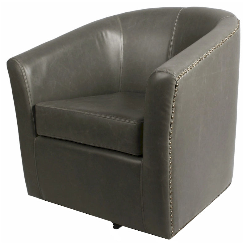 360-Degree Swivel Accent Chair with Nail Head Detail