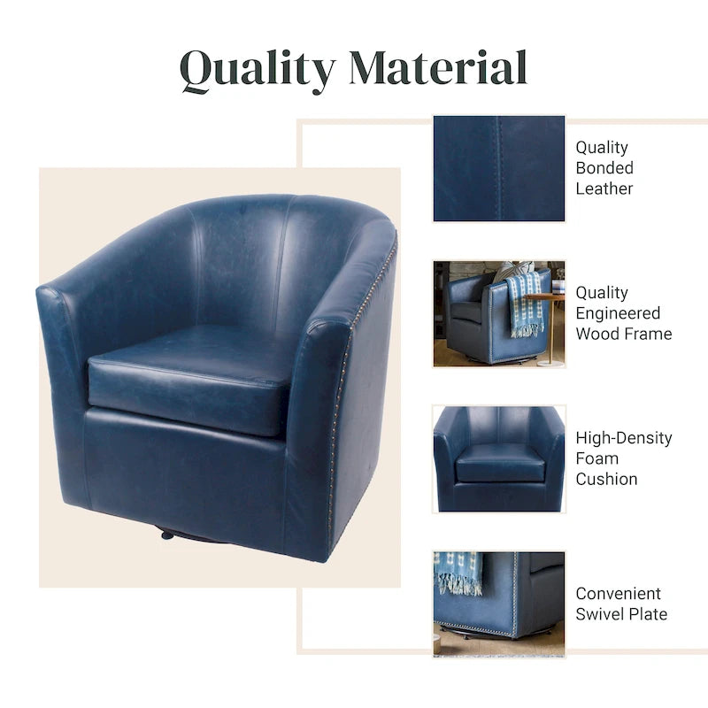 360-Degree Swivel Accent Chair with Nail Head Detail
