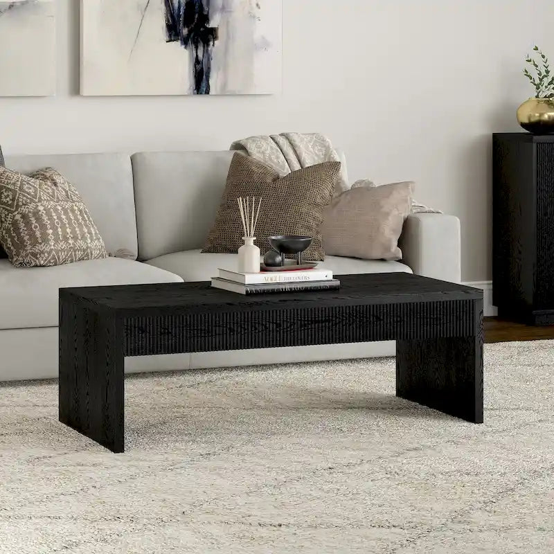48 Wide Rectangular Coffee Table with Fluted Panel Detail