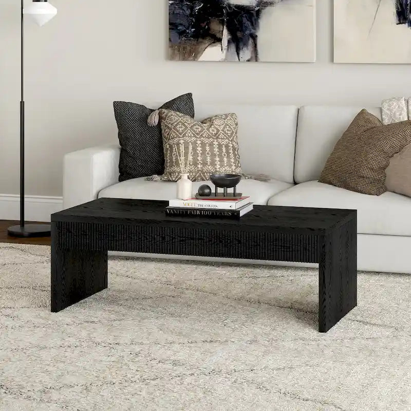 48 Wide Rectangular Coffee Table with Fluted Panel Detail